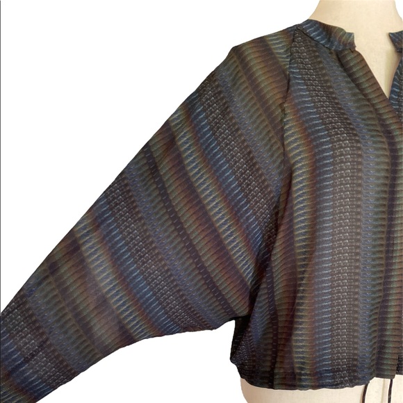 Lola & Sophie Drawstring Tie Front Dolman Sleeve Blouse - M - Picture 4 of 12